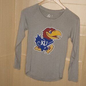 University Of Kansas Grey Long Sleeve Super Soft Shirt  By Alta Gracia Small